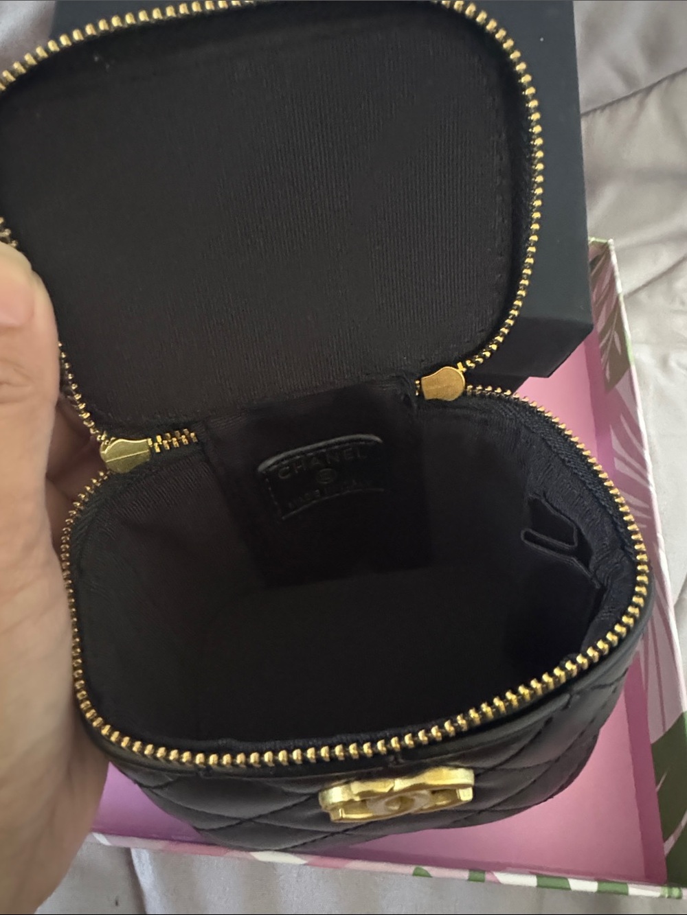 CHANEL Black Quilted Mini Vanity Bag with Gold CC Hardware - Picture 3 of 8